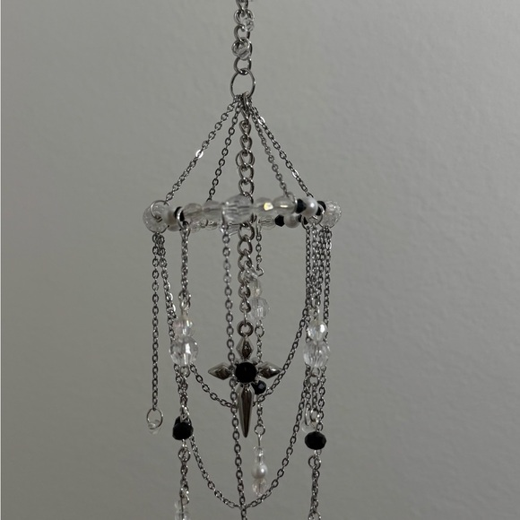 Other - Elegant Silver and Black Beaded mini Chandelier Suncatcher